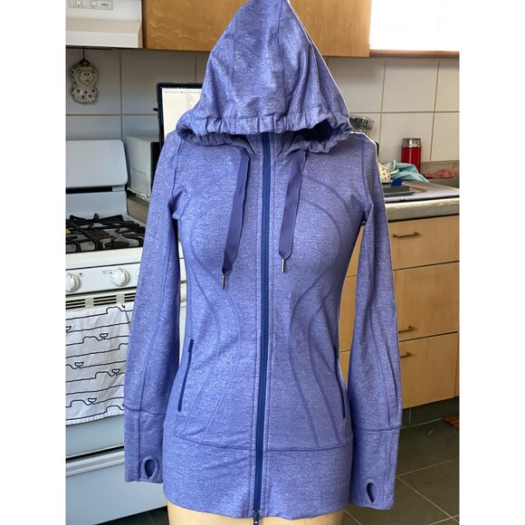 Lululemon Stride Hoodie Front Zip Heathered Purple Active Jacket Size 4 Cuffins - Picture 5 of 12